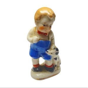Vintage Made Occupied Japan Handpainted Porcelain Little Boy & Dog